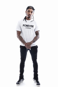 Forever London Embroidered White Crew neck T-shirt