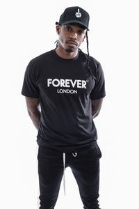 Forever London Black Stitched Crew neck T-shirt