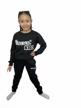 Load image into Gallery viewer, Forever Kids Black Crew neck Full Tracksuit
