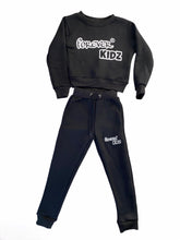 Load image into Gallery viewer, Forever Kids Black Crew neck Full Tracksuit
